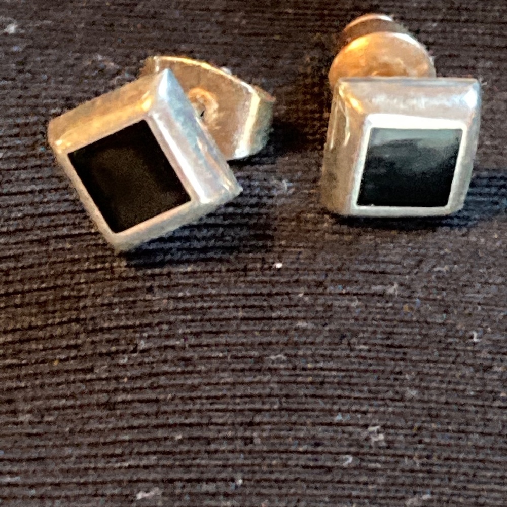 Sterling silver and black onyx earrings